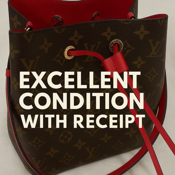Louis Vuitton Noé Bucket Bag – Rare Red – Chip Auth – Receipt – Excellent - Picture 1 of 9